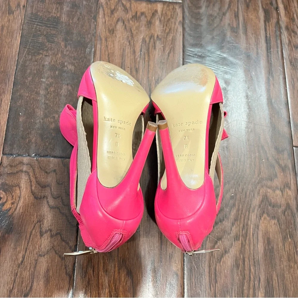 Kate Spade Imelda Zip Back Pink Fuschia Bow High Heels